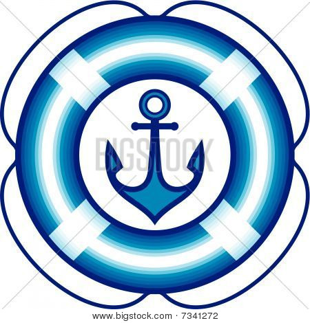 Anchor and Lifebuoy – Sailing items illustration