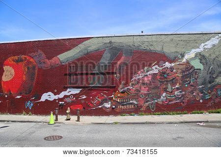 Mural art at East Williamsburg in Brooklyn