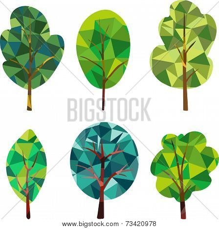 Triangle polygonal silhouettes of trees
