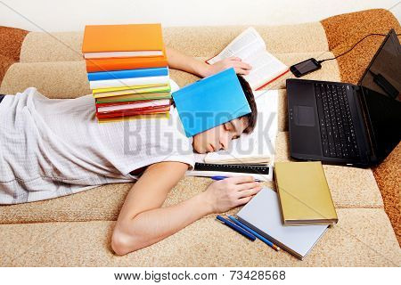 Tired Student Sleeping