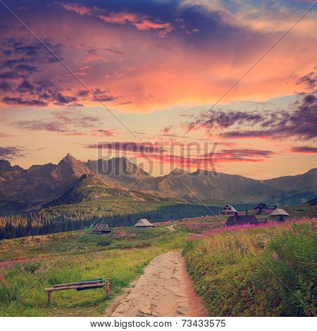 Gasienicowa Valley In Tatra Mountains, Vintage Look