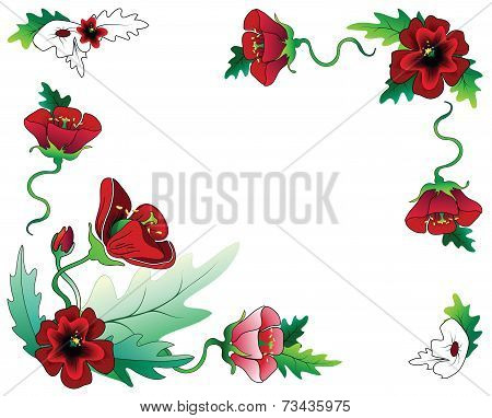 Red Flowers Frame Composition