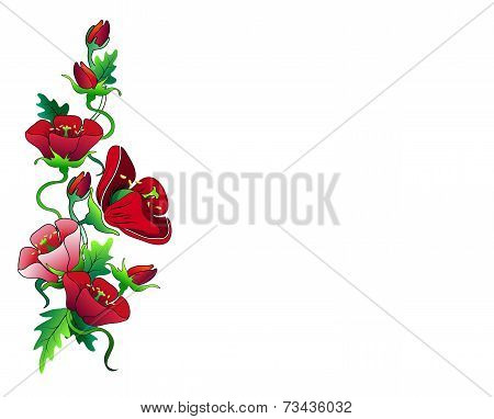 Red Flowers Frame Composition