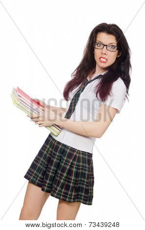 Young student isolated on white