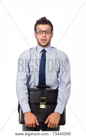 Funny businessman isolated on the white