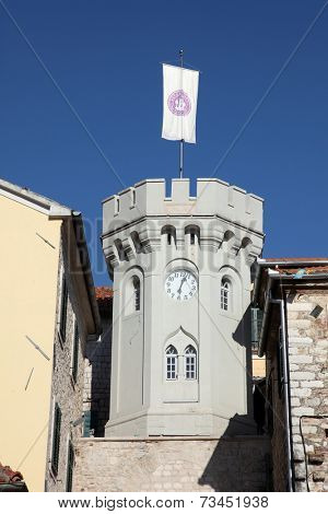 HERCEG NOVI, MONTENEGRO - JUNE, 07: Old town, Clock Tower, 1667, on June 07, 2012, in Herceg Novi, Montenegro