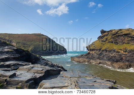 Boscastle coast North Cornwall between Bude and Tintagel England UK on a beautiful autumn day
