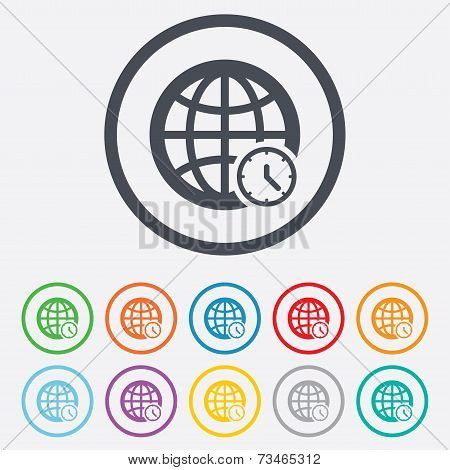 World time sign icon. Universal time symbol.
