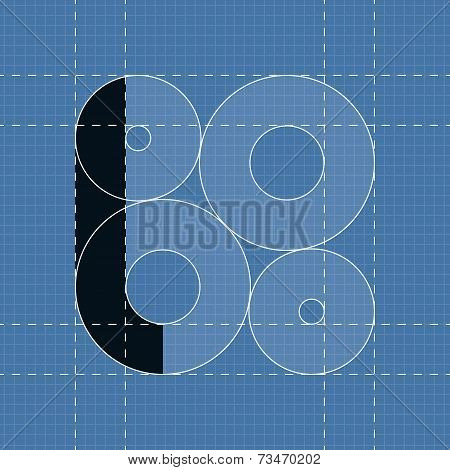 Round engineering font. Symbol L