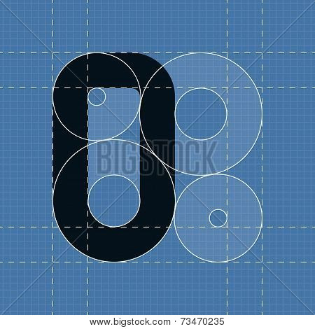 Round engineering font. Symbol O