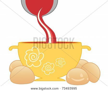Tomato Soup And Bread Rolls