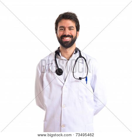 Happy Doctor Over White Background