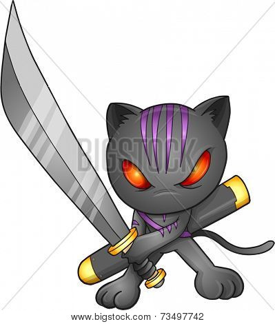 Ninja Cat Vector Illustration Art
