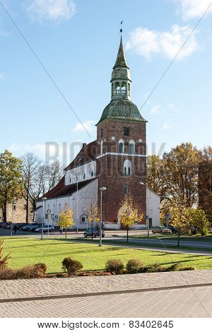 Aerial View Of Rural City In Latvia. Valmiera