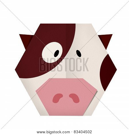 Origami paper a cow (face)