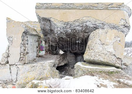Old War Fort Ruins On The Beach
