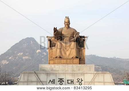 Statue of Sejong the Great, the king of South Korea