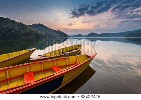 Boats At Begnas Lake