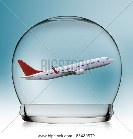 Plane flying In A Snowglobe