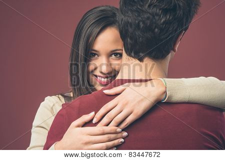 Smiling Girl With Her Boyfriend