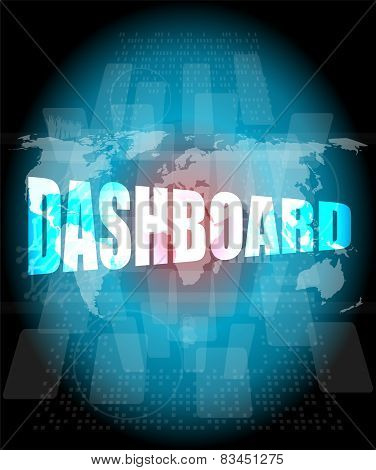 Dashboard Word On Digital Binary Touch Screen