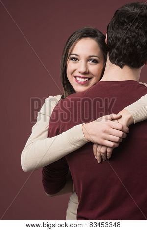 Smiling Girl With Her Boyfriend