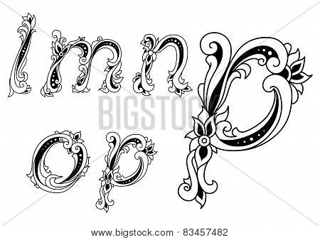 Decorative alphabet letters with floral elements