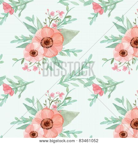 Seamless Flowers And Leaves Pattern