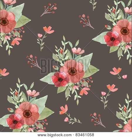 Seamless Flowers And Leaves Pattern