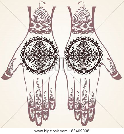 Hands with henna tattoos