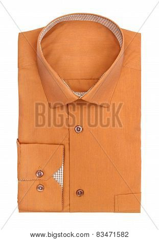 Men's Ocher Shirt On A White Background