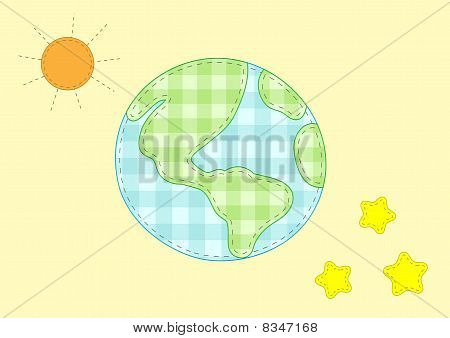 Planet Earth, Sun And Stars