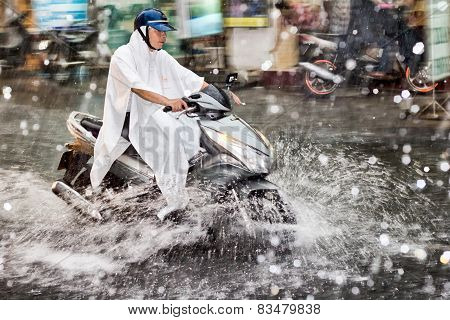 Scooter In The Rain