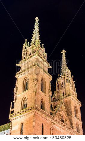 Basel Minster By Night - Switzerland
