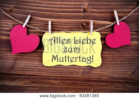 Yellow Label With Alles Liebe Zum Muttertag