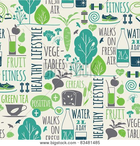 Healthy lifestyle seamless background