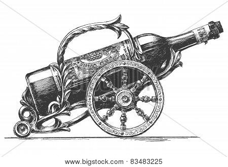 bottle of wine vector logo design template. Vineyard or winemaker icon.