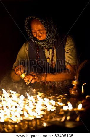 Tibetan woman at Boudhanath, Nepal