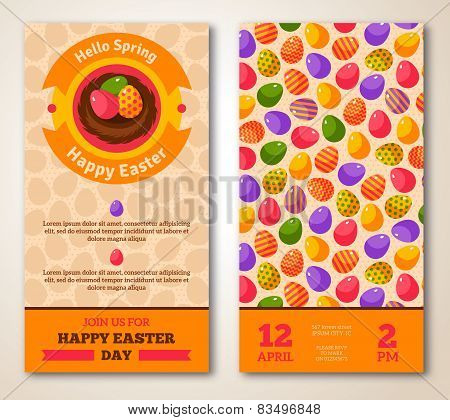 Vintage Happy Easter Greeting Card Design.