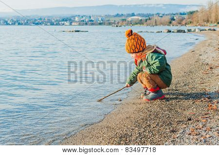 Outdoor portrait of a cute little boy