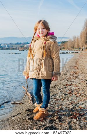 Outdoor portrait of a cute little girl