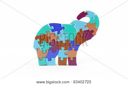 Colorful Puzzle Pieces In Elephant Shape