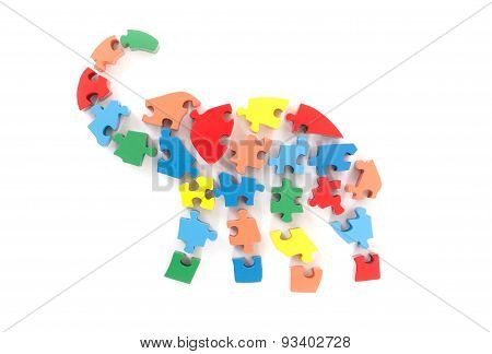 Colorful Puzzle Pieces In Elephant Shape
