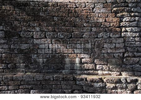 Texture Of Old Brown Laterite Stone Vintage Wall