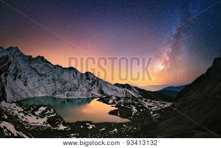 Milky Way Over The Mountains