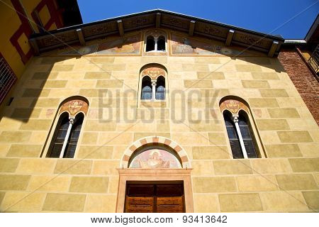 Sunny Day Italy Church Tradate  Entrance And Windows  Mosaic