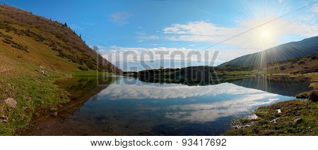 Beautiful Mountain Lake On Vorozheska Svydovets Ridge. Ukraine. Carpathians