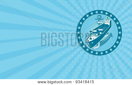 Business Card Container Ship With Anchor Stars Retro