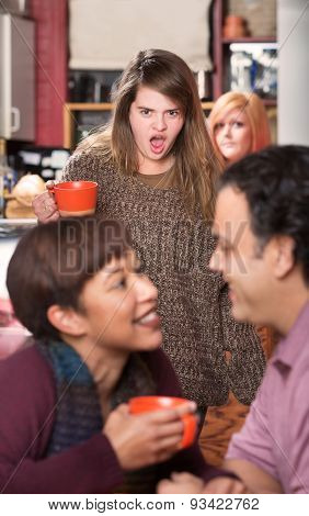 Shocked Woman Watching Couple