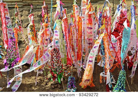Colorful Flag Call Tung Hang On Sand Pagoda